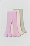 Girl's Ruffled 3-Pack Spanish Flare Leggings G.Melange-K.Lilac-A.Beige
