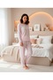 Printed interlock pajama set with print detail - pink striped