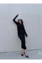 Women's Black Modal Fabric Slim Fit Long Dress 30073 - 4