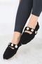Women's Pearl and Tuğra Detailed Plush Ballerinas - 4