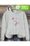 Flying Butterflies Print Detailed Hooded Sweatshirt Gray