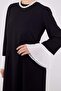 Black Sleeves Chiffon Pleated Dress - 5