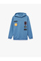 Long Sleeve Fleece-Lined Hooded Sweatshirt with Applique Detail