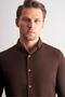 Brown Smart Button Collar Long Sleeve Pocketless Slim Fit Casual Shirt 1004255169 - 4