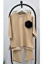 Women's Plus Size Three Quarter Sleeve Floral Detailed Two Thread Tracksuit Set 8224-26 - 3