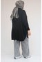 58169 Plus Size Judge Collar Snap Fastener Modal Tunic - Black - 5