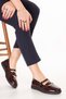 Women's Genuine Leather Comfortable Daily Ballet Flats Ndr.26300 Burgundy Patent Leather - 5
