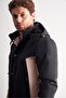 Black-Beige Hooded Bondid Casual Coat Without Slits 1007255134 - 4