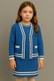 Striped Detailed Dress and Cardigan Button Detailed Knee Length Children's Knitwear Dress -323433 - 2