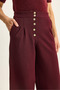 Women's Burgundy Gold Button Detailed Pleated High Waist Palazzo Trousers 60282038 - 7