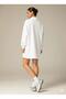 3 İplik Ş Fleece-Lined White O Oversized Zippered Tunic Sweatshirt - Casual Sportswear - 5