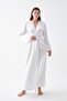 Women's Long White Satin Dressing Gown - 4