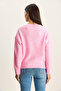 Women's Candy Pink Self-Textured V-Neck Sweater 8078 60283688 - 5