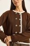 Women's Bitter Brown Gold Button Detailed Asymmetrical Cut Knitwear Cardigan 60285004 - 5