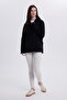 Women's Standard Fit Cold-Resistant Black Bato Collar Fleece Sweatshirt - 4