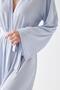 Women's Long Blue Cotton Jersey Robe - 4