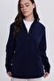 Women's Standard Fit Anti-Pilling Cold-Resistant Navy Blue Fleece Sweatshirt - 5