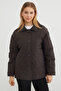 Water Wave Patterned Oversized Buttoned Coat - 3