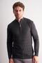 Men's Dark Anthracite Stand Collar Long Sleeve Pocketless Slim Fit Casual Cotton Knitwear Sweater 1012255108 - 3