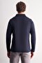 Navy Blue Long Sleeve Zippered Collar Without Pockets Slim Fit Knitwear 1012255150 - 5
