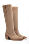 Mink Sand Stone Matte Suede Flat Pointed Toe Rider Western Cowboy Boots