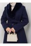 Women's New Season K Double-Breasted Full-Length Coat with Collar Buttons, Fur Collar and Belt - 8