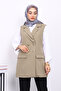 Light Khaki Collar-Lined Vest