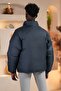 Oversized (Loose Cut) Mock Neck Zipper Closure Inflatable Jacket - 6