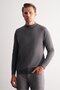 Gray Half Turtleneck Pocketless Comfort Fit Classic Wool Knitwear Sweater 1012255001