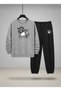 Printed Tracksuit Set Children's Sweatshirt Crew Neck Cool Cat Printed 3 Thread Raster
