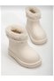 Girl's Beige Color Fur-Lined Rain Boots - 2