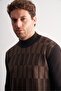 Brown Half Turtleneck Long Sleeve Pocketless Comfort Fit Cotton Knitwear Sweater 1012255212 - 4