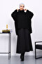 Black Turtleneck Zippered Knit Sweater - 2