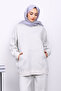 Ecru Hooded Kangaroo Pocket Trouser Knitwear Set - 3