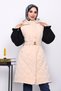 Cream Hooded Belted Puffer Vest - 2