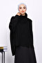 Black Turtleneck Zippered Knit Sweater - 3