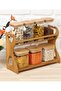 Bamboo Square Glass Spice Set 7 Pieces with Bamboo Stand - 3