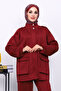 Burgundy Zippered Scuba Jacket and Pants Set - 3