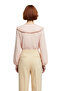 Peter Pan collar Gingham Patterned Seersucker Woven Long Sleeve Women's Shirt Stylish and Comfortable Elegant at Every Moment - 5