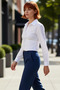Fitted Cut Long Sleeve Crop Shirt with Waist Adjustment for Women Stylish and Modern Casual Outfits Sports