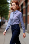 Women's Striped Shirt Classic Cut Silver Button Detail Office Daily Use Comfortable Casual
