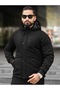 Modern Cut Straight Collar Zippered Fleece Jacket - Casual and Stylish • Men's Beige / Black Color