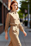 Women's Relaxed Cut Buttoned Shirt Collar Long Sleeve Ruched Detail Woven Shirt Functional