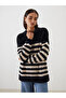 Esvab • Modern & Distinctive Zero Roba Collar Striped Women's Knitwear Tunic