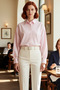 Women's Striped Woven Shirt Relaxed Fit Basic Top Offering Everyday Elegance Essential for Your Wardrobe - 2