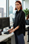 Women's Relaxed Cut Buttoned Shirt Collar Long Sleeve Ruched Detail Woven Shirt Functional - 3