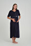 Maternity Nightgown Set with Piping Detail and Cotton Robe - 5