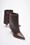 Women's Leather Heeled Boots with Zipper Brown Lunessa