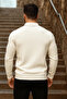 Men's Trend Zippered Long Sleeve Cream Polo Neck Sweater - 6