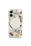 iPhone 17 Case Licensed M-Safeli Glittery Floral Pattern Metal Camera Frame Triangle Logo White - 3